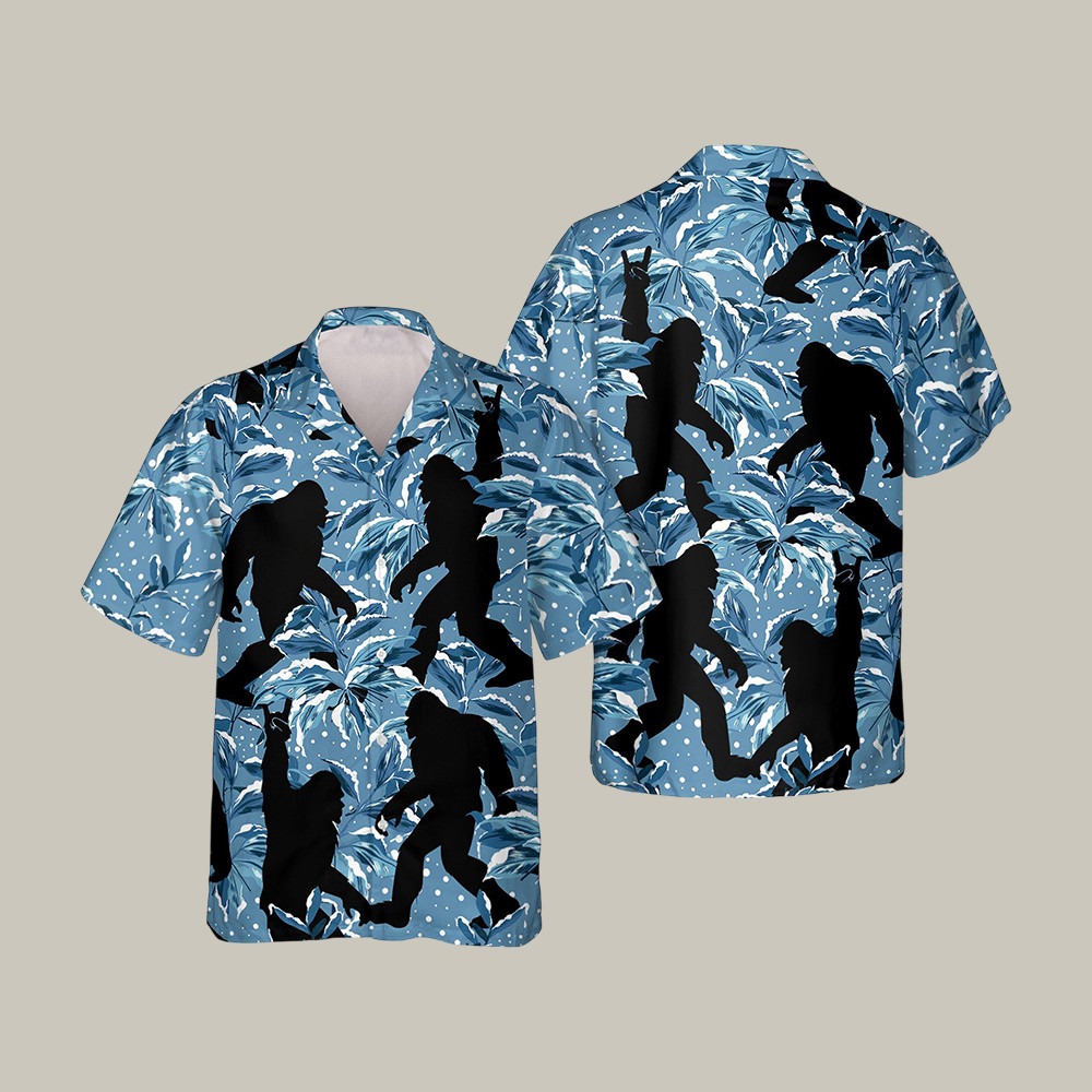 Mysterious Silhouette Bigfoot Hawaiian Shirt Vintage Aloha Shirt Present Idea For Father's Day