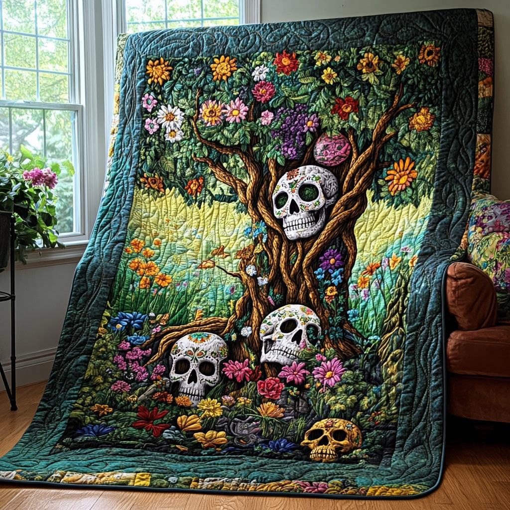 Mysterious Skull Quilted Blanket Cute Cozy Blanket Skull Gifts For Men Women