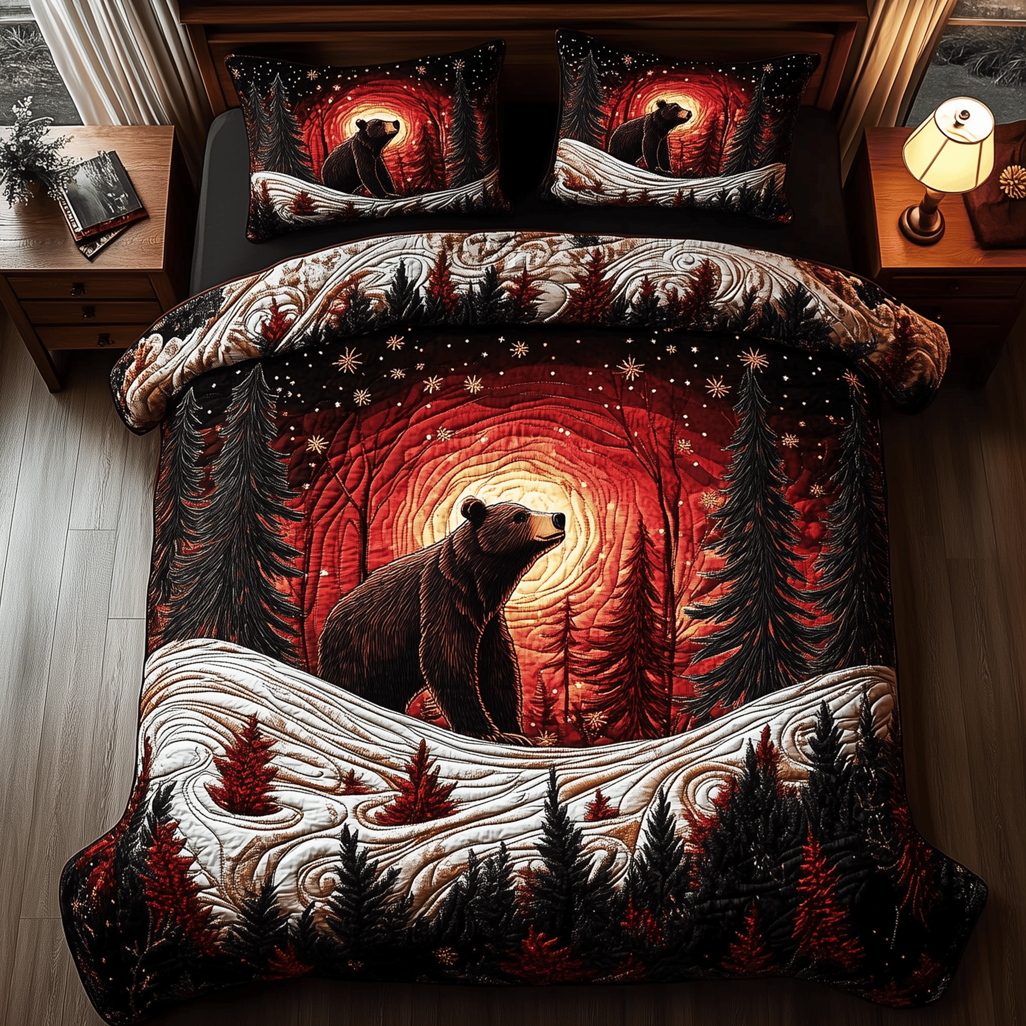 Mystery in the Forest Quilted Bedding Set Xmas Gifts For Her