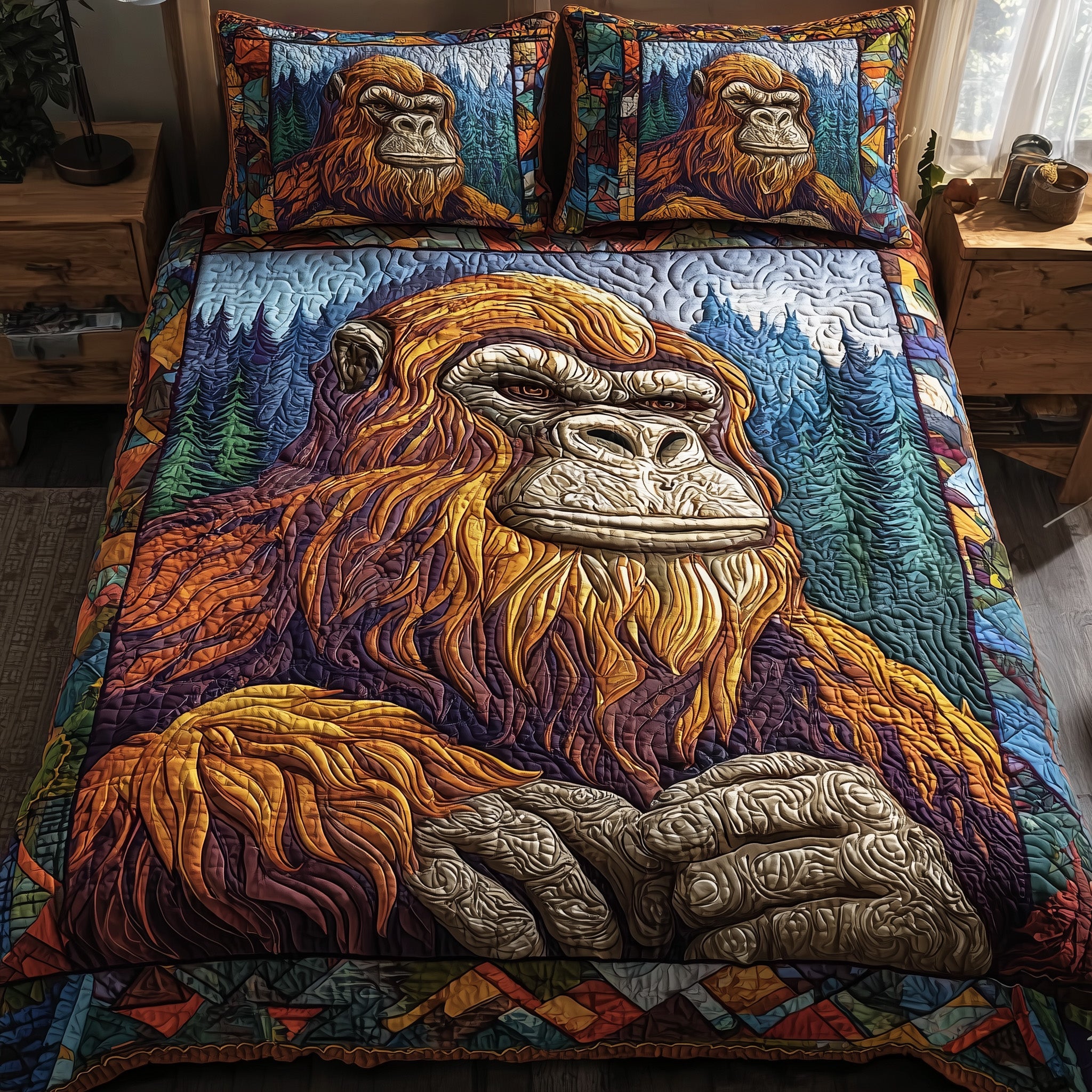 Mystic Bigfoot Quilted Bedding Set Home Decor Collection