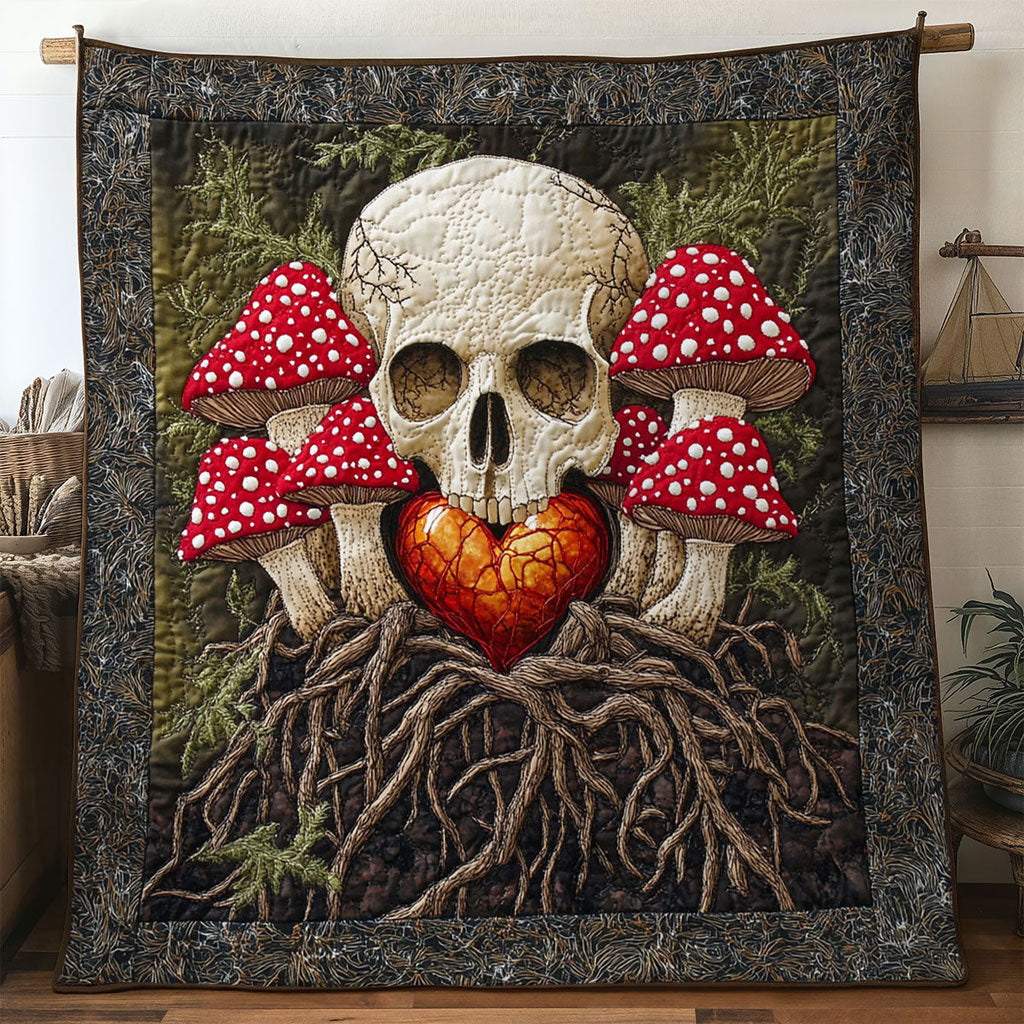 Mystic Bloom Skull Quilt Charming Quilt Blanket Gift for Festive Spirit