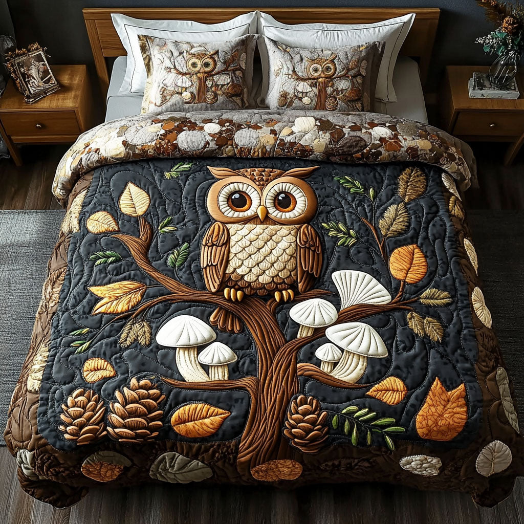 Mystic Branch Quilted Bedding Set Bedroom Decorations Owl Theme Gifts