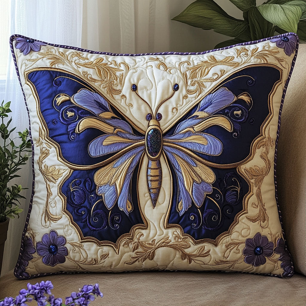 Mystic Butterfly Quilt Pillow Case Elegant Pillow Cover Merch Gift for Stylish Homes