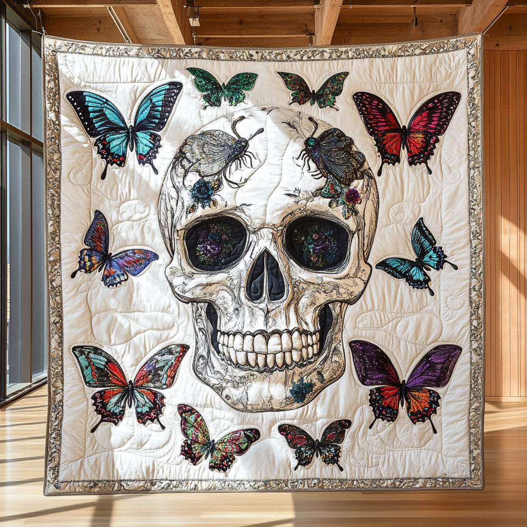 Mystic Butterfly Skull Quilt Thoughtful Holiday Gift Featuring Quilt Blanket
