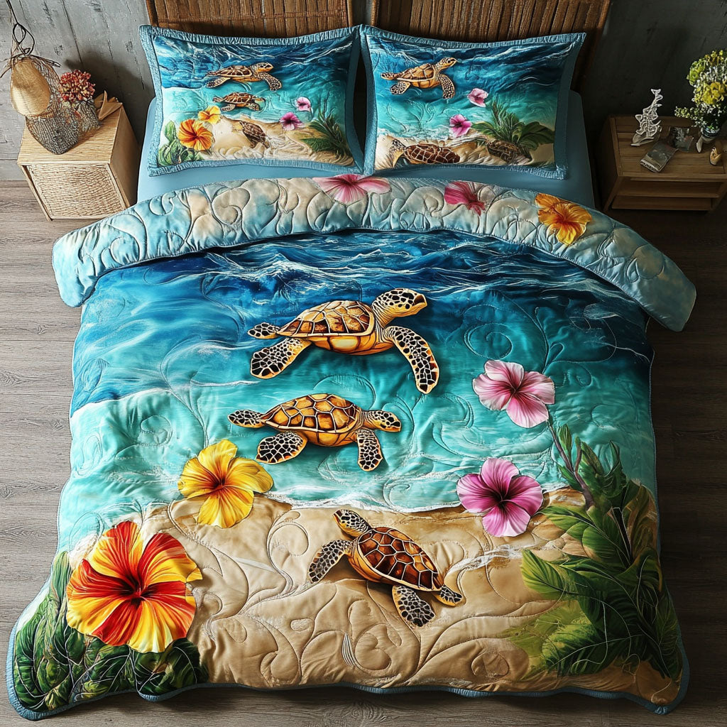 Mystic Carapace Quilted Bedding Set Bedroom Decorations Gift Ideas For Sea Turtle Lovers