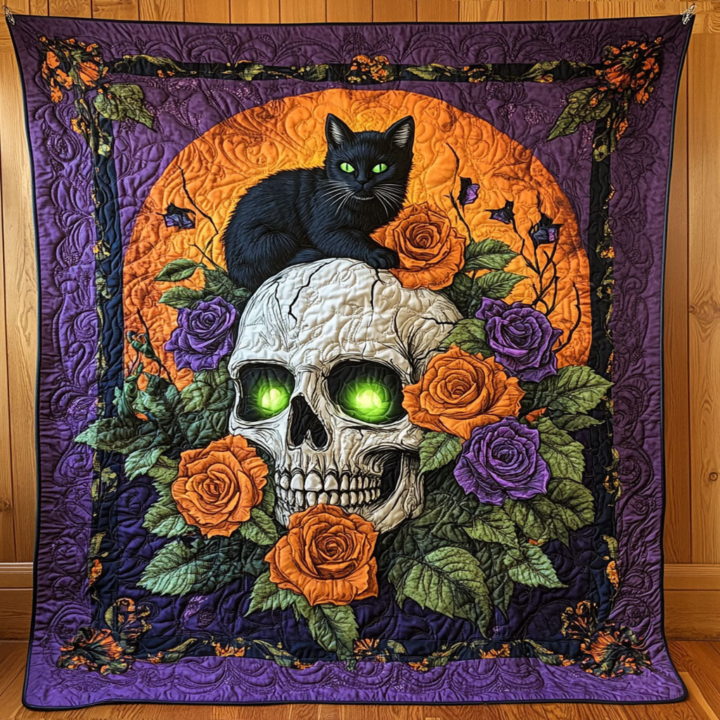 Mystic Cat In Skull Quilt Best Decoration Gift For Friends and Family on Halloween Day