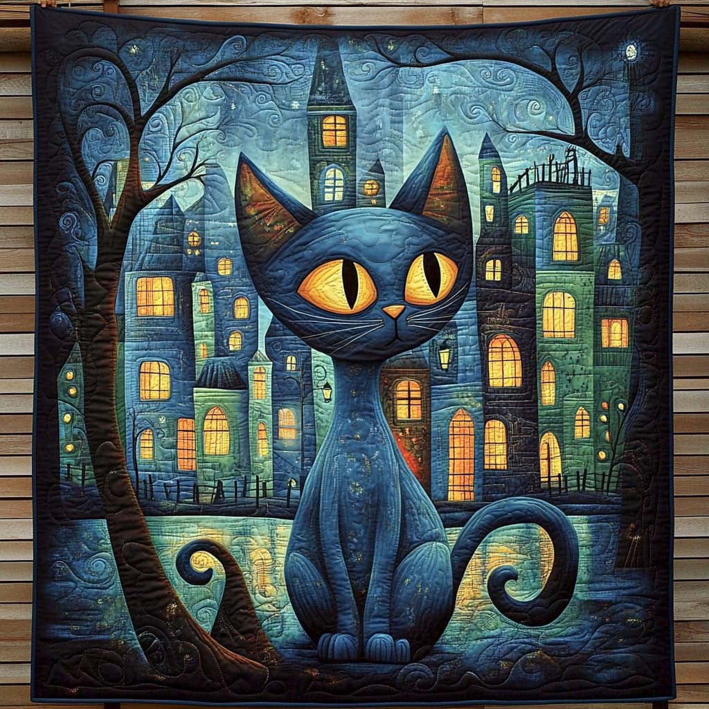 Mystic Cat Quilted Blanket Cute Blankets For Her