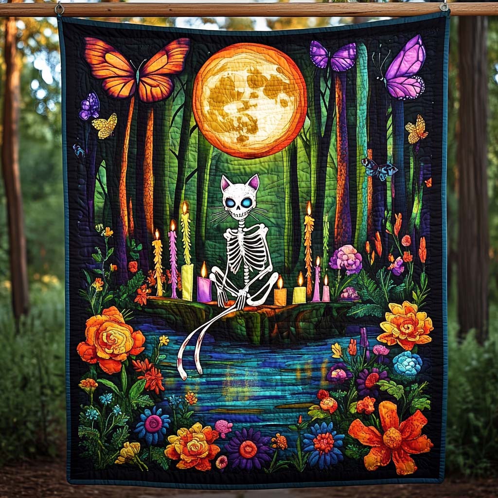 Mystic Cat Quilted Blanket Cute Blankets For Teens