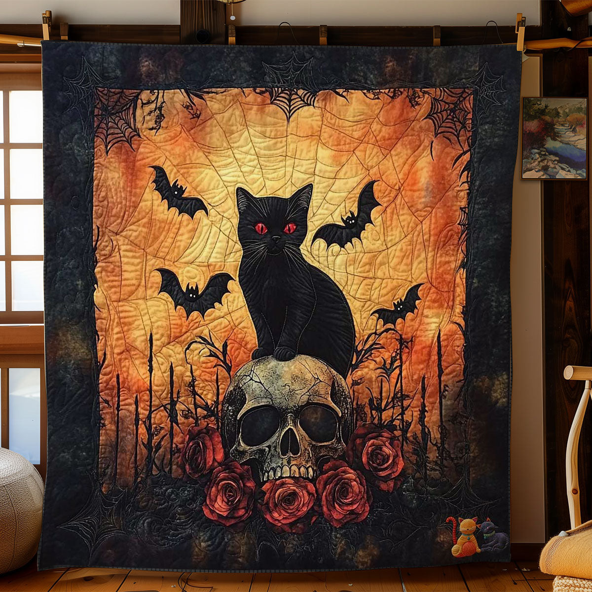 Mystic Cat Skull King Blanket Birthday Gifts For Mom From Daughter