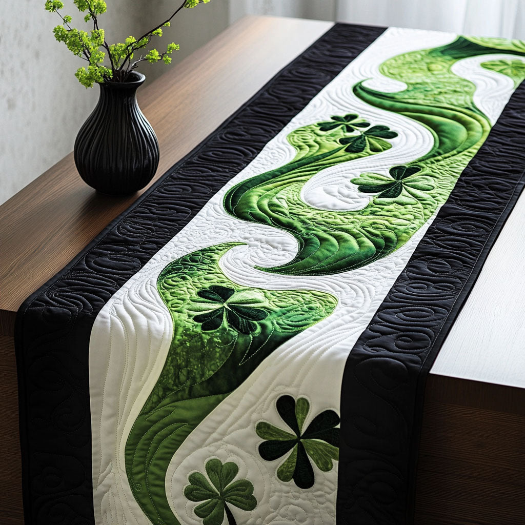 Mystic Clover Quilted Table Runner Holiday Table Runner Dad Birthday Gifts