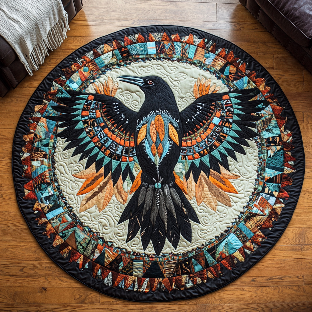 Mystic Crow Quilted Round Mat Foyer Christmas Decor Last Minute Christmas Gifts For Mom