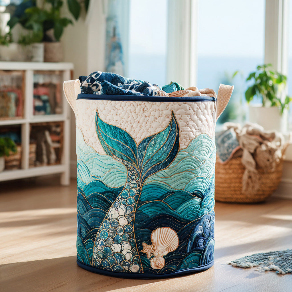 Mystic Current Quilted Laundry Basket Ideal Gift For Mom