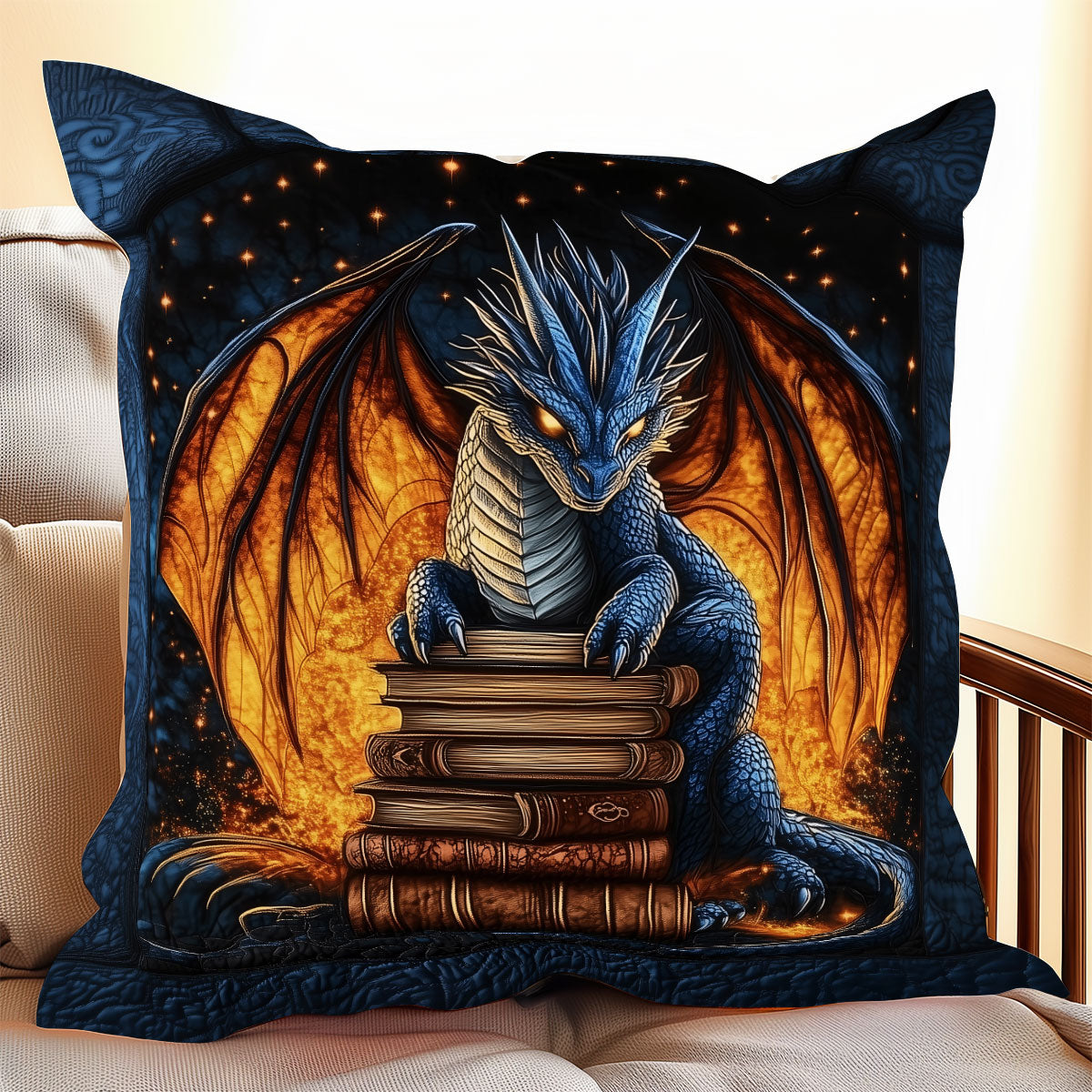 Mystic Dragon Book Quilted Pillow Case Throw Pillows For Couch Gifts For The Family Christmas