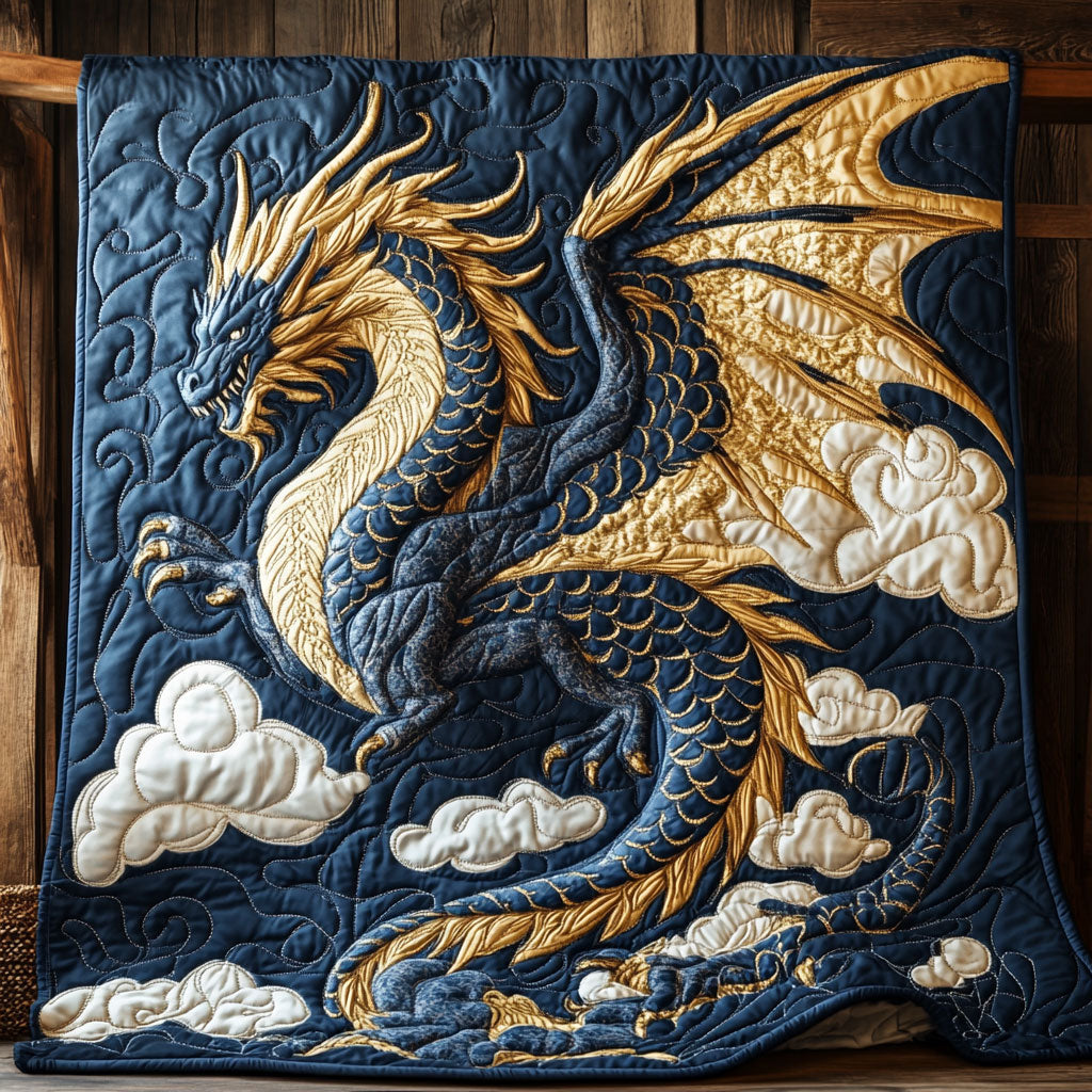 Mystic Dragon Quilt Blanket Queen Size Blanket Best Dragon Christmas Gifts