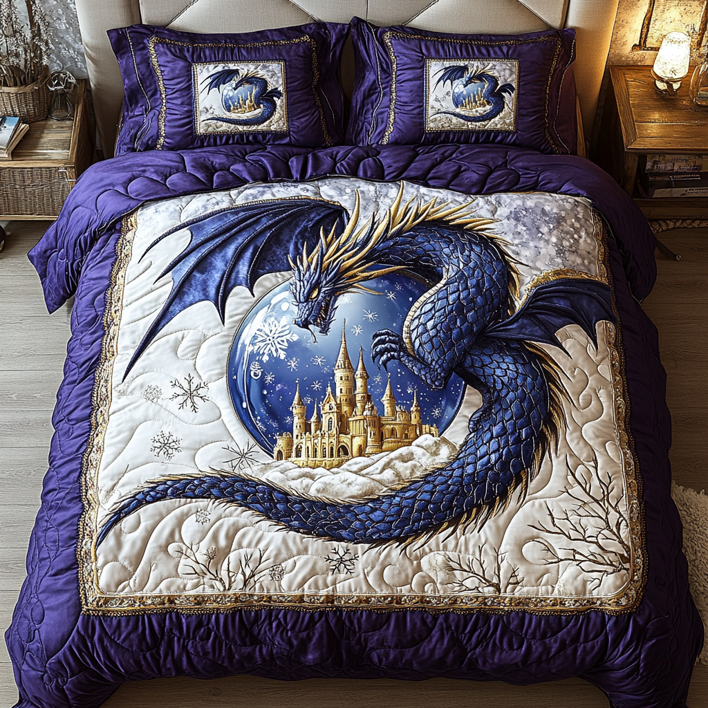 Mystic Dragon Quilted Bedding Set Bed Room Decoration Gift For Dragon Lover