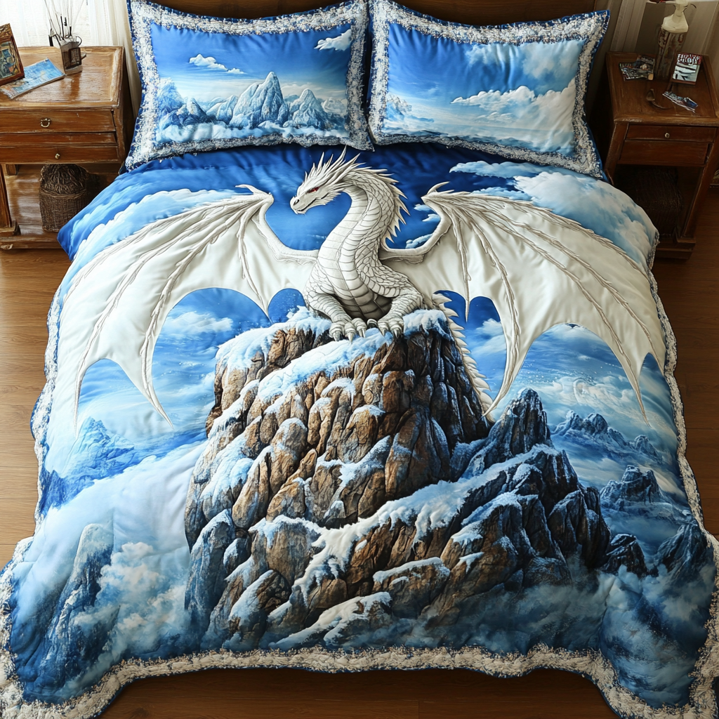 Mystic Dragon Quilted Bedding Set Cute Room Decor Birthday Gifts For Dragon Lovers