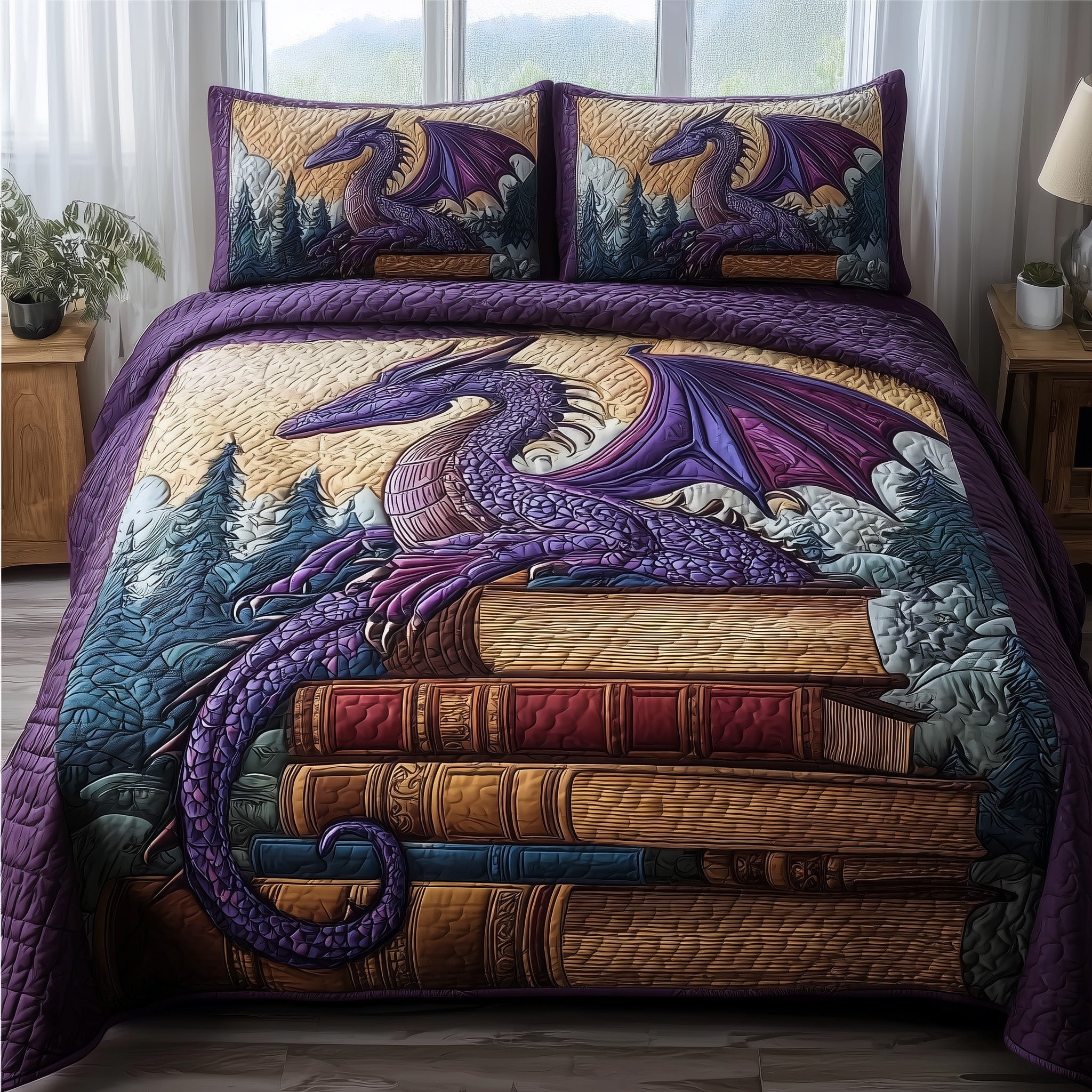 Mystic Dragon Quilted Bedding Set Durable & Long-lasting