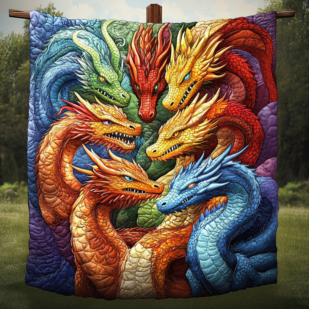 Mystic Dragon Quilted Blanket Bedroom Xmas Decor Dragon Gifts For Son