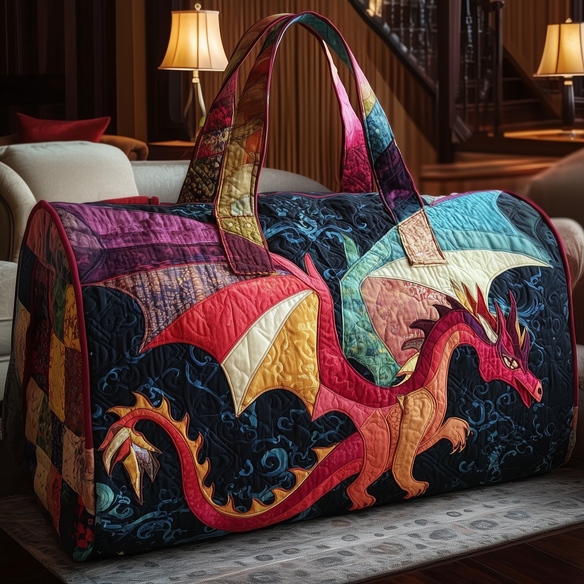 Mystic Dragon Quilted Duffle Bag Stylish And Practical