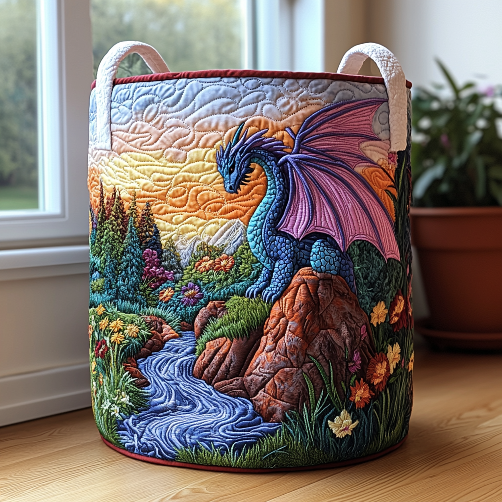 Mystic Dragon Quilted Laundry Basket Holiday Season Merch