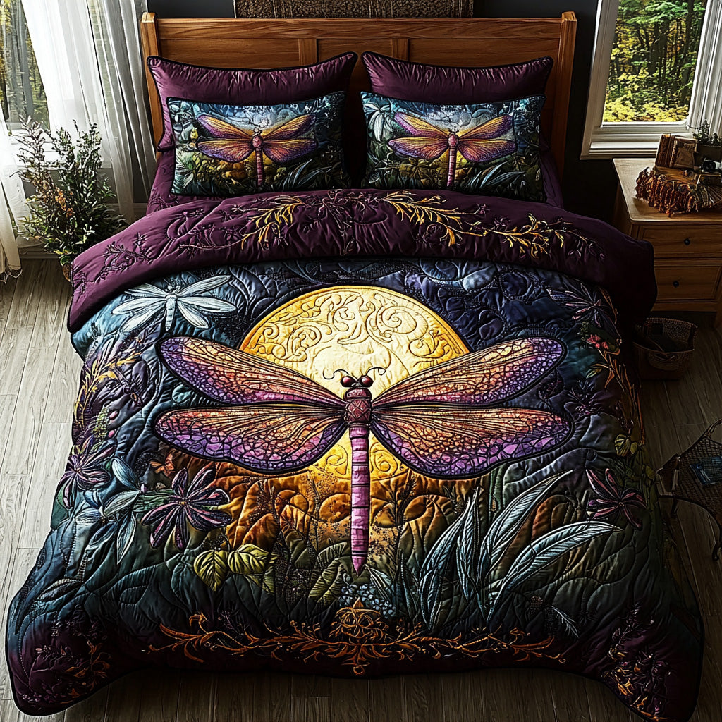 Mystic Dragonfly Quilted Bedding Set Bed Decor Cool Gifts For Dragonfly Lovers