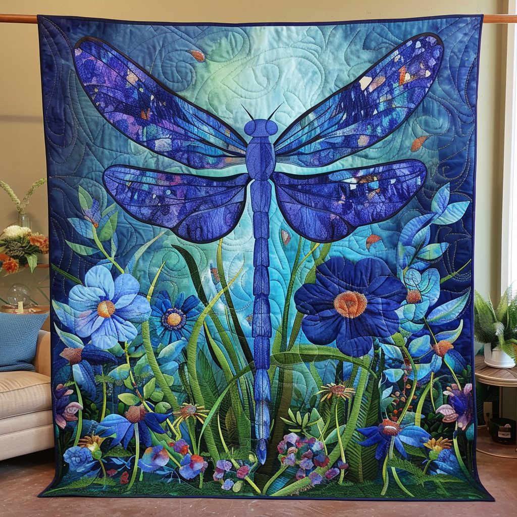 Mystic Dragonfly Quilted Blanket Cute Heated Blanket