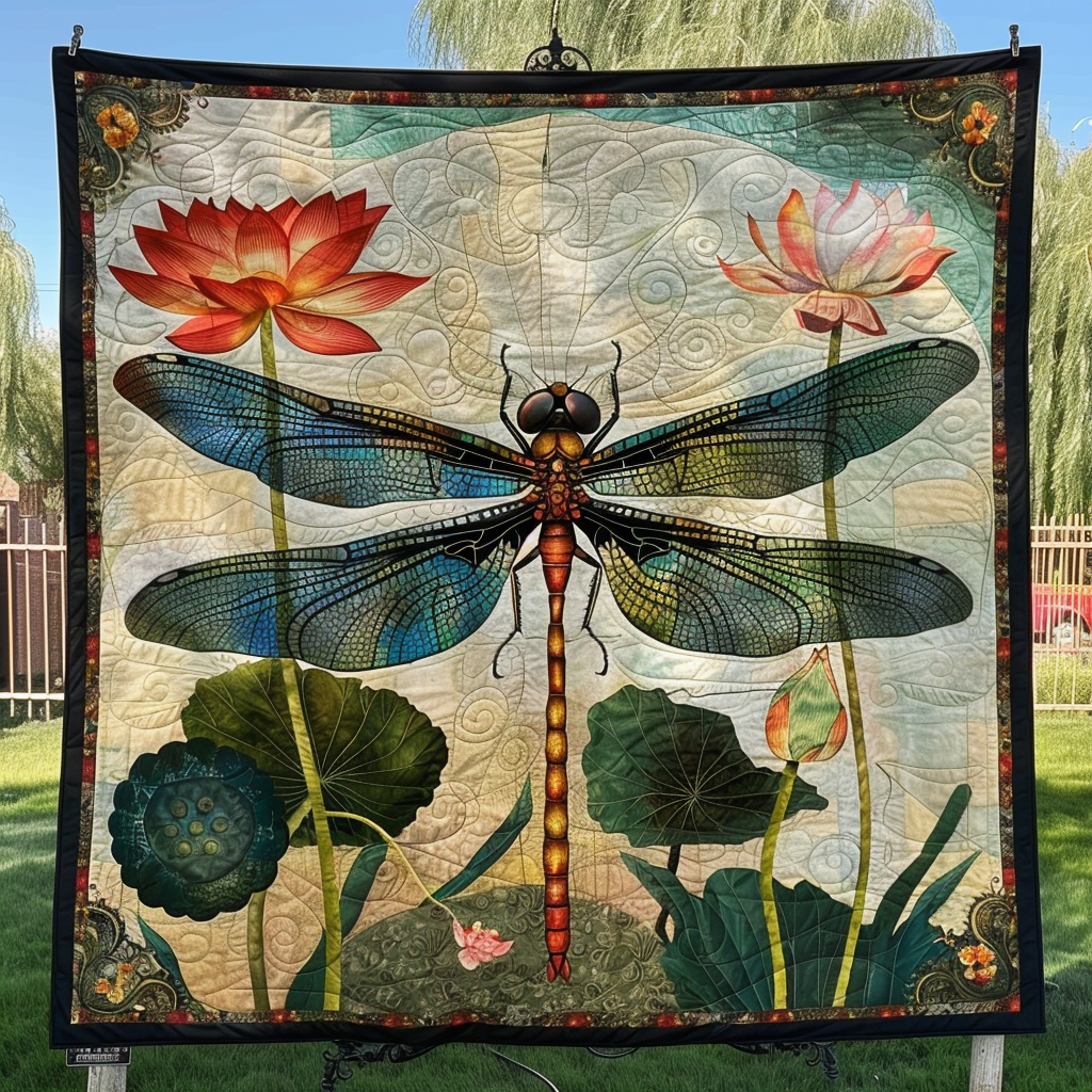 Mystic Dragonfly Quilted Blanket Cute Heated Blanket
