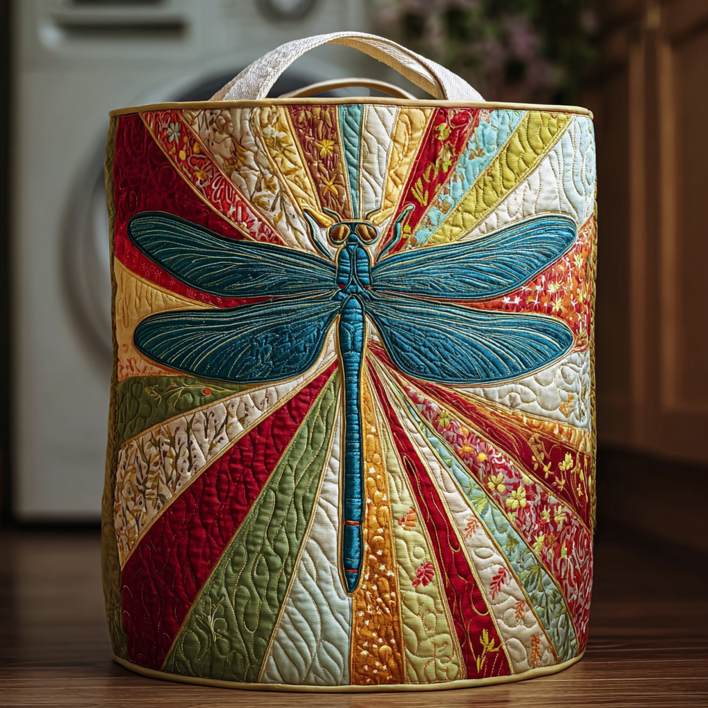 Mystic Dragonfly Quilted Laundry Basket Merch For Him