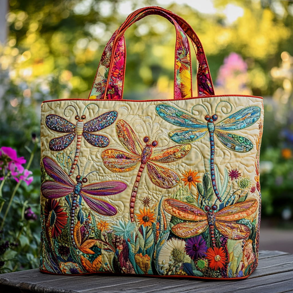 Mystic Dragonfly Quilted Tote Bag Dragonfly Lover Gifts For Women