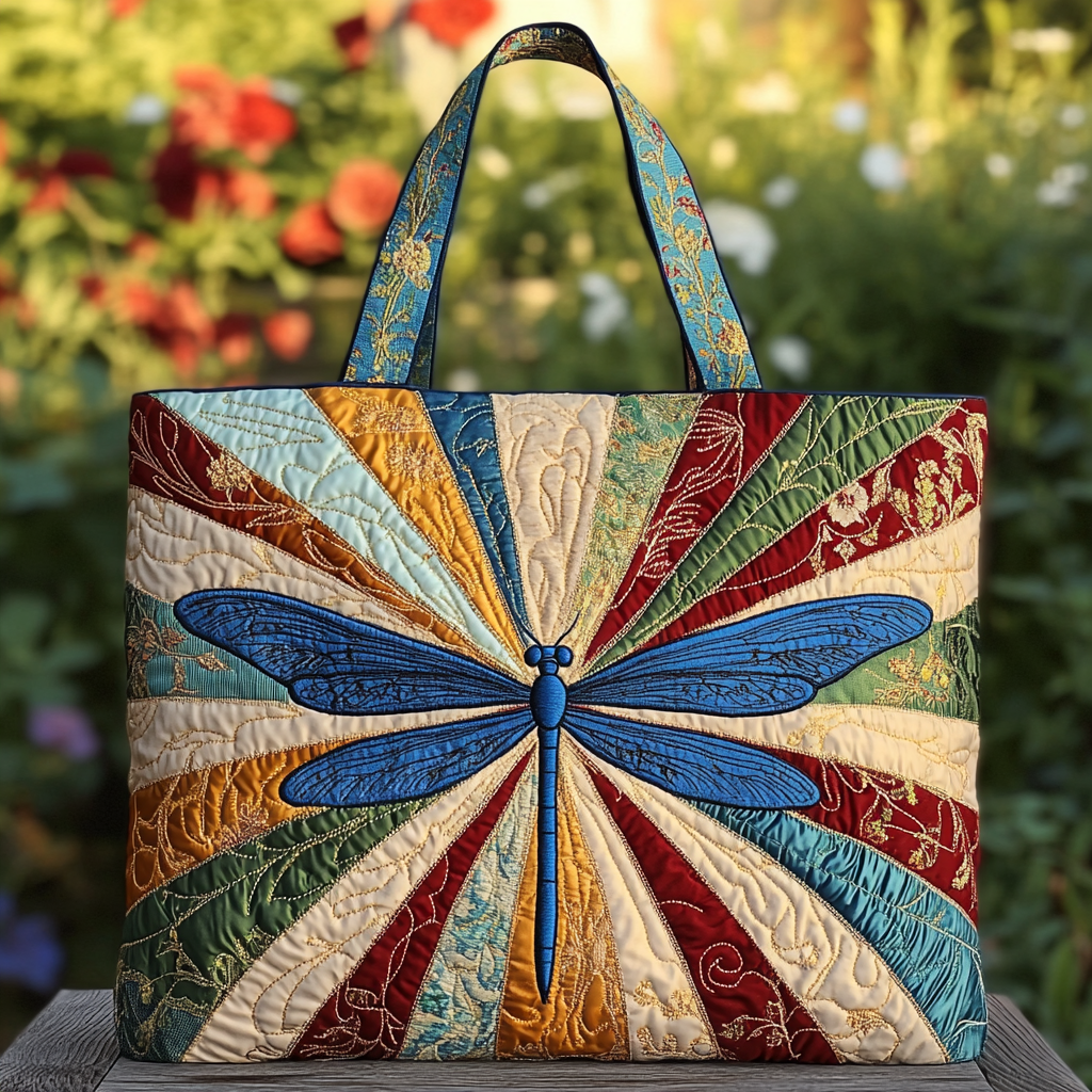 Mystic Dragonfly Quilted Tote Bag Gifts For Dragonfly Lovers