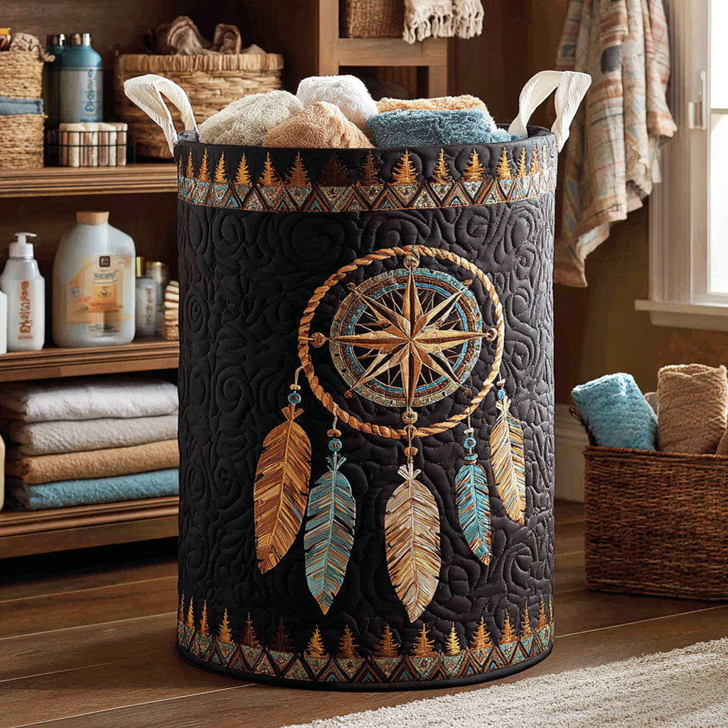 Mystic Dream Quilted Laundry Basket Quilted Fabric Laundry Bin for Organized Living