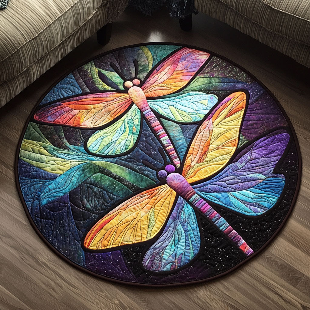 Mystic Duo Quilted Round Mat Foyer Decor Ideas Dragonfly Lover Gifts For Women