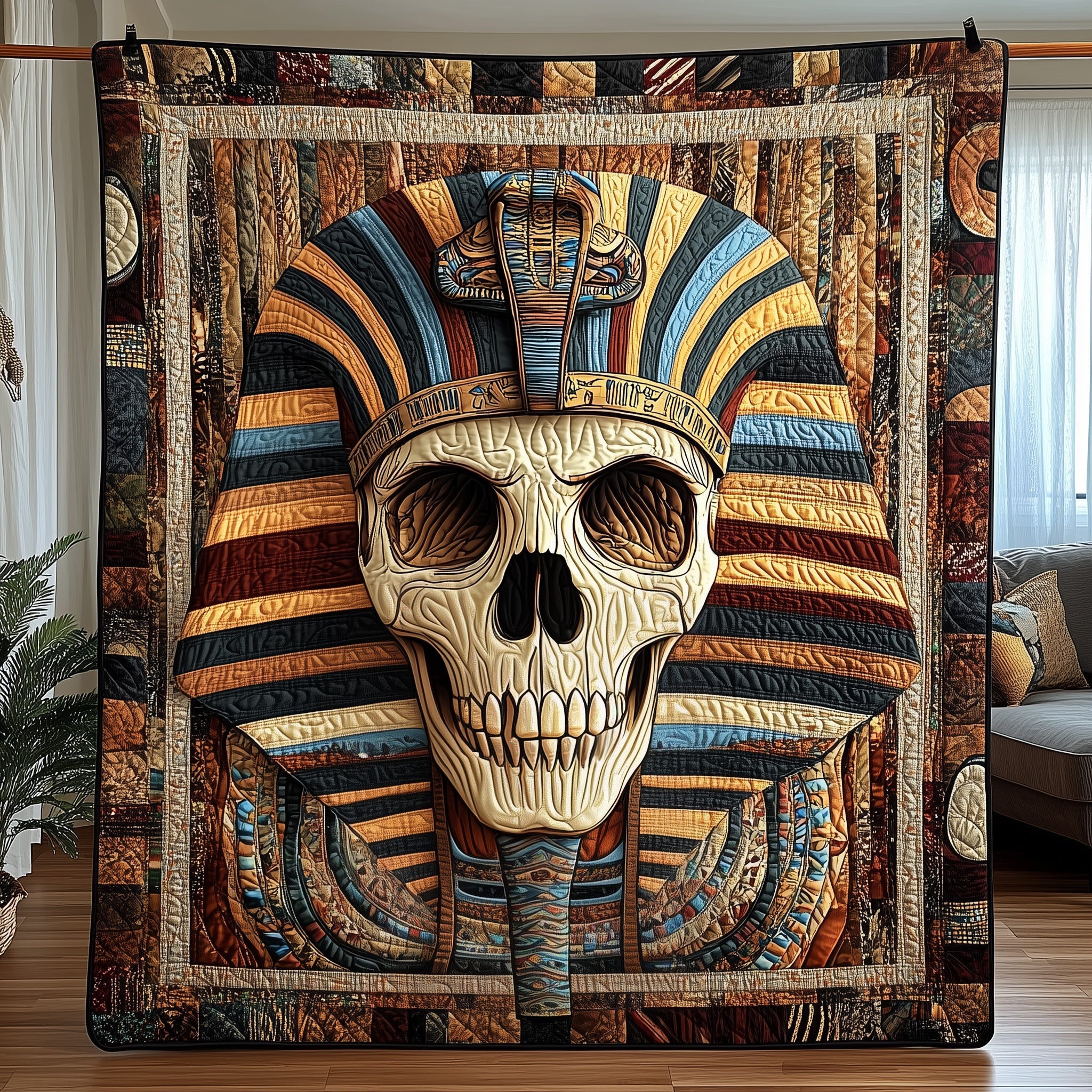Mystic Egypt Skull Quilted Blanket Cute Cozy BlanketSkull Themed Gifts
