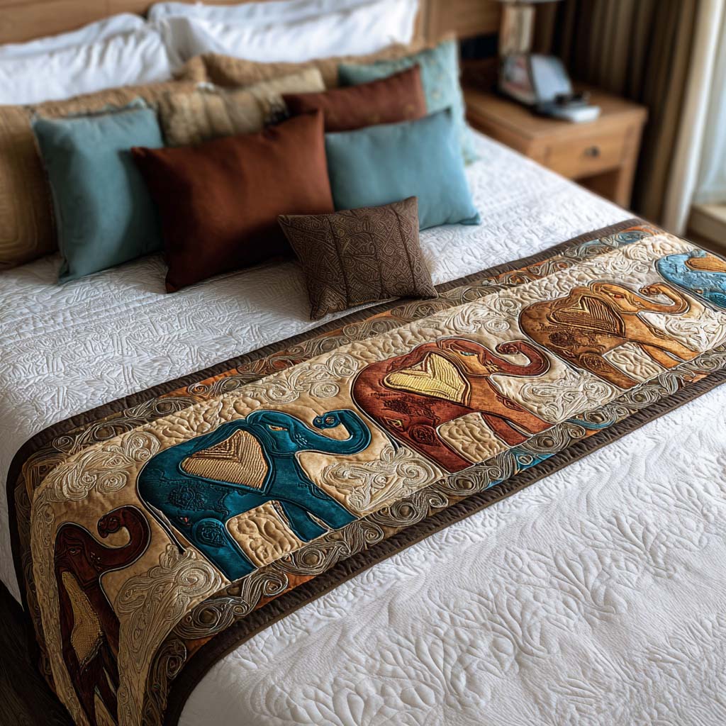 Mystic Elephant Quilted Bed Runner Cool Bedroom Decor Best Elephant Gift Ideas