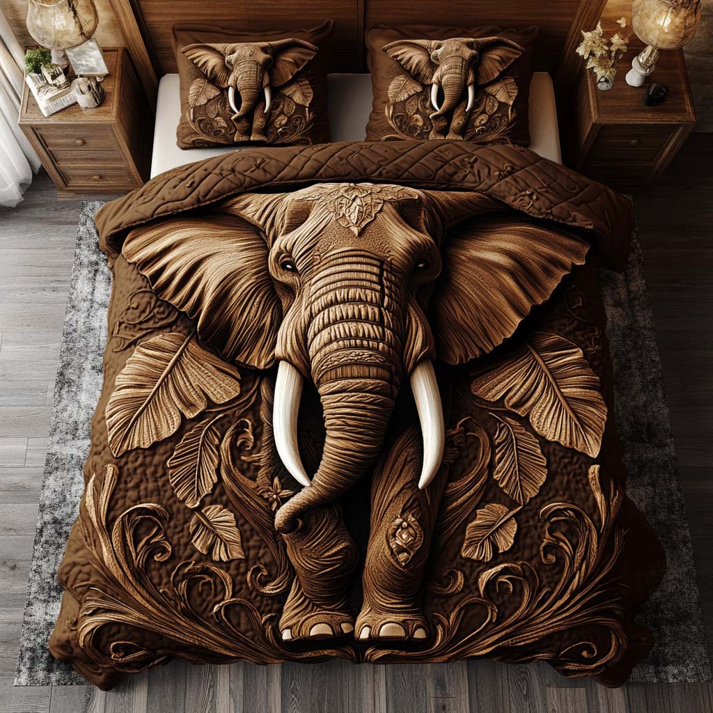 Mystic Elephant Quilted Bedding Set Best Bed Sheet Set Good Elephant Themed Gifts