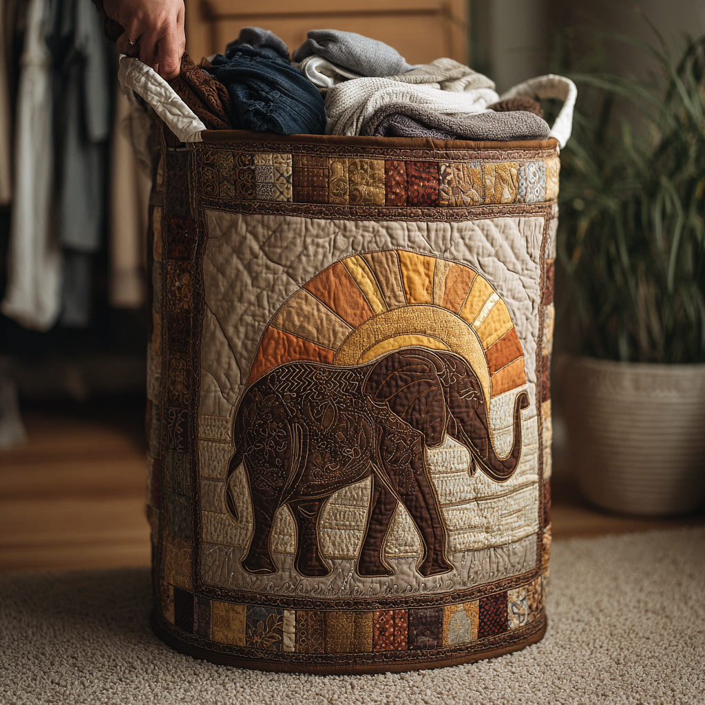 Mystic Elephant Quilted Laundry Basket Best Gift For Him