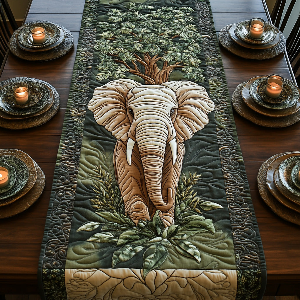 Mystic Elephant Quilted Table Runner Kitchen Table Decor Cool Gifts For Elephant Lovers