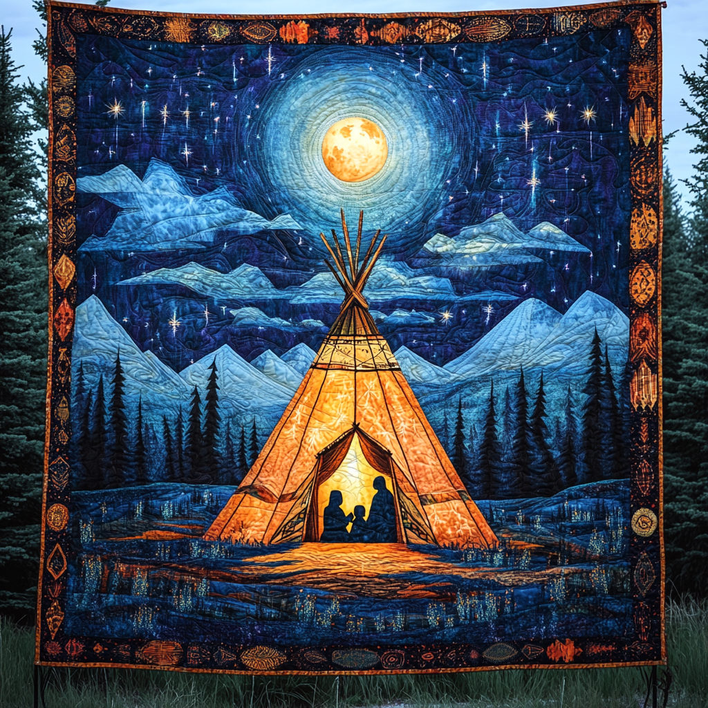 Mystic Feathers Quilted Blanket Native American Gifts For Him