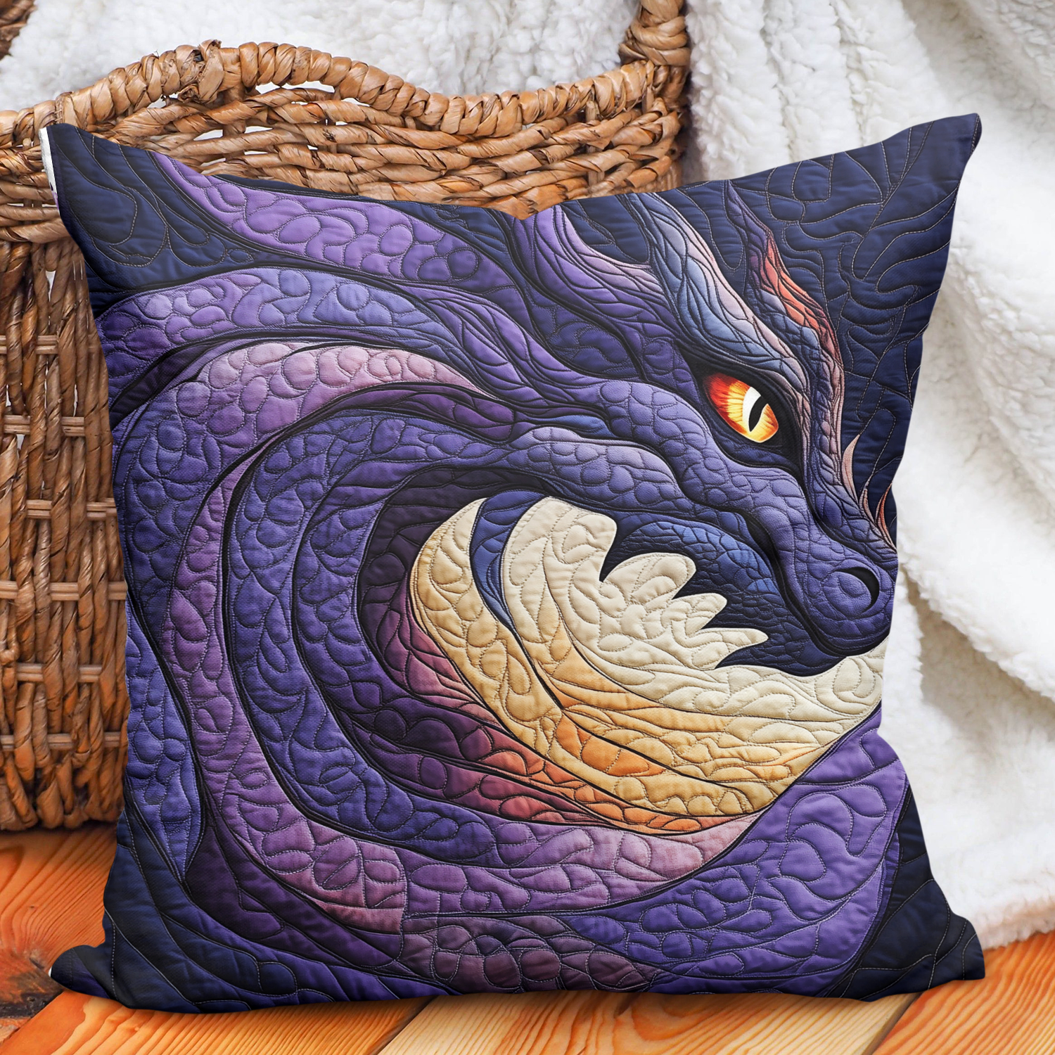 Mystic Flame Quilted Pillow Case Xmas Pillow Cover for Holiday Decor