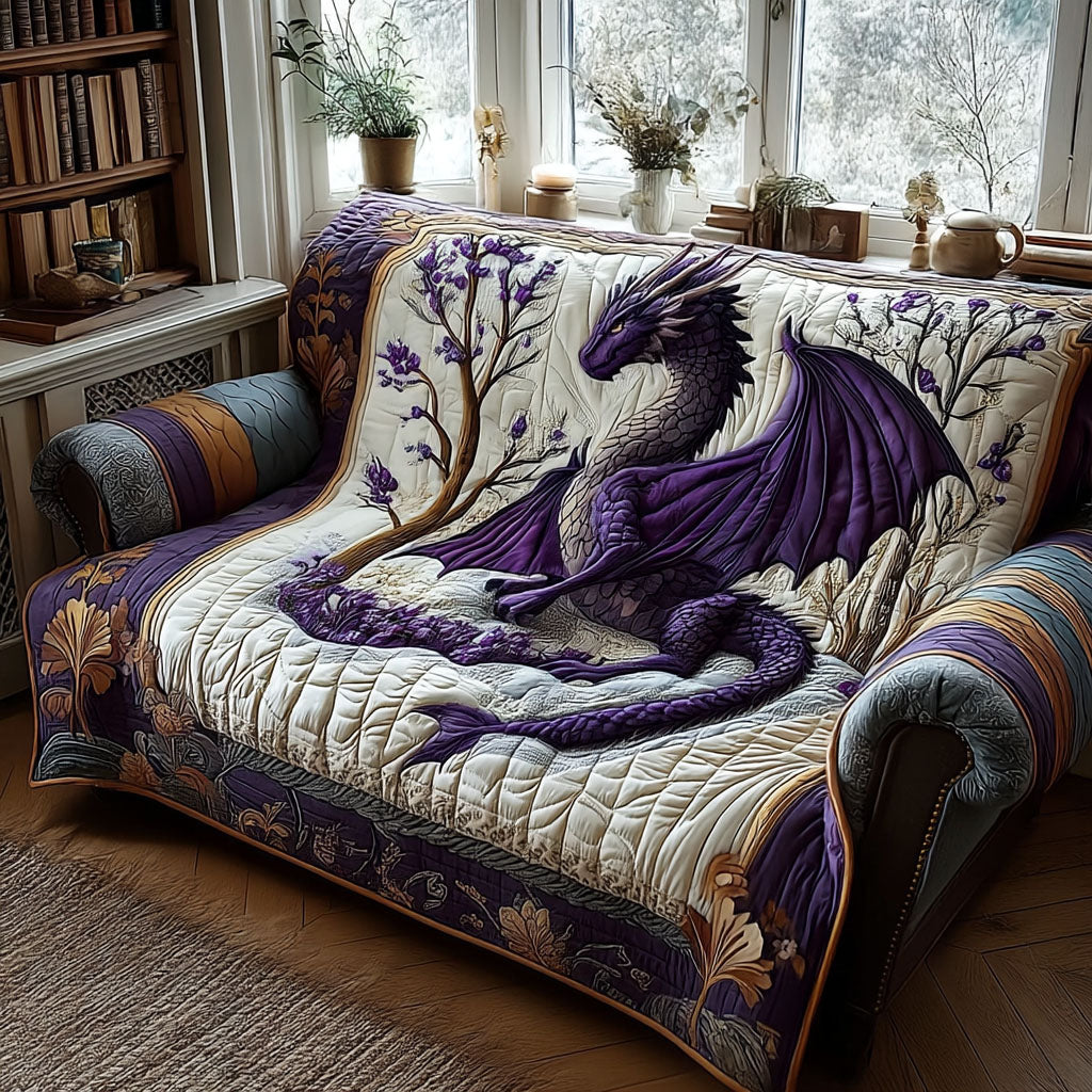 Mystic Flame Quilted Sofa Cover Holiday Living Room Decor Birthday Gifts For Dragonfly Lovers