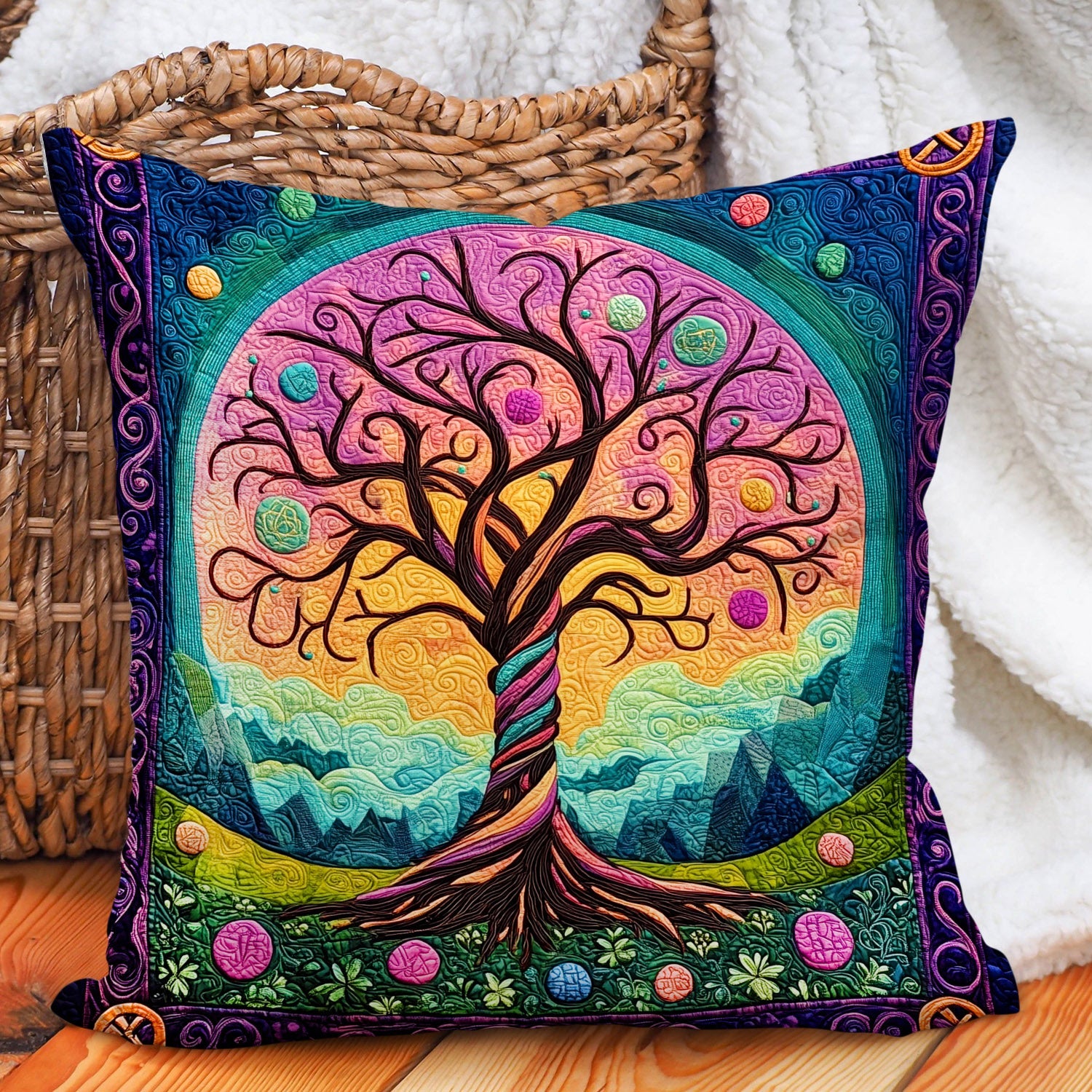 Mystic Forest Of Stars Quilted Pillow Case Christmas Throw Pillow Case