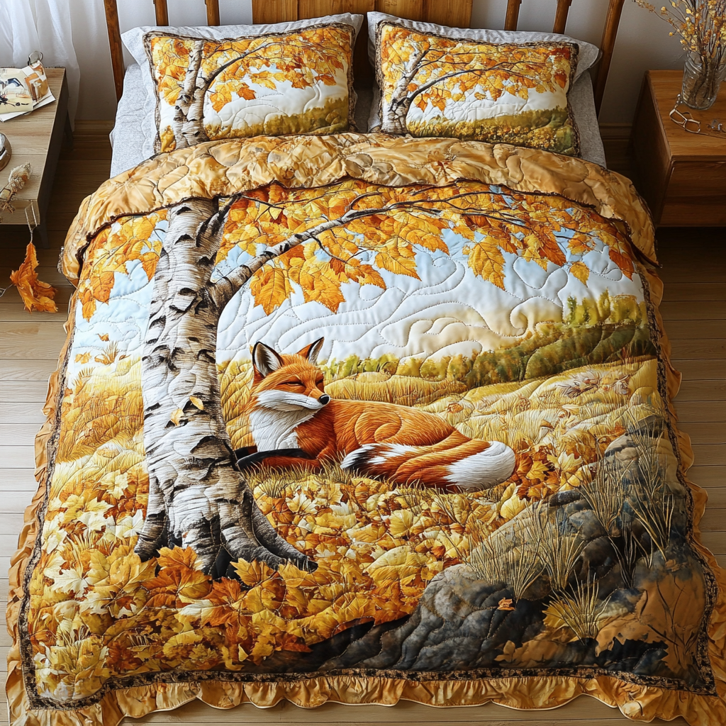 Mystic Fox Quilted Bedding Set Fall Bedding Ideas Best Gifts For Fox Lovers