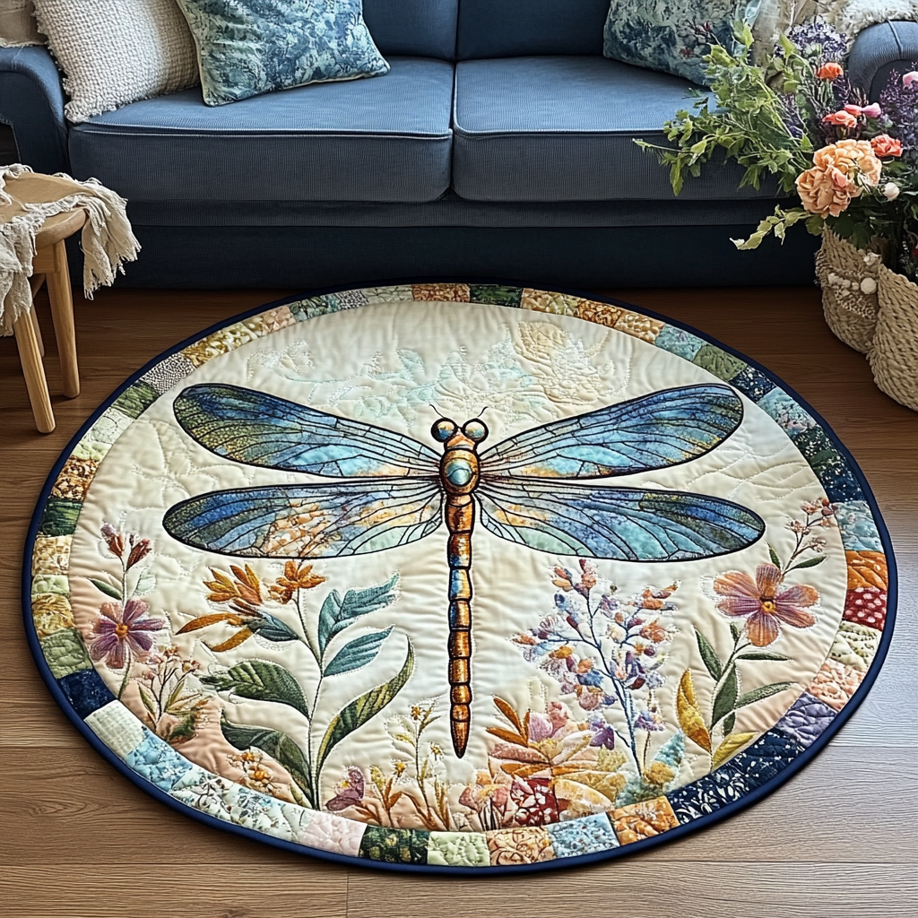 Mystic Garden Quilted Round Mat Entryway Rug Ideas Dragonfly Gifts For Girl
