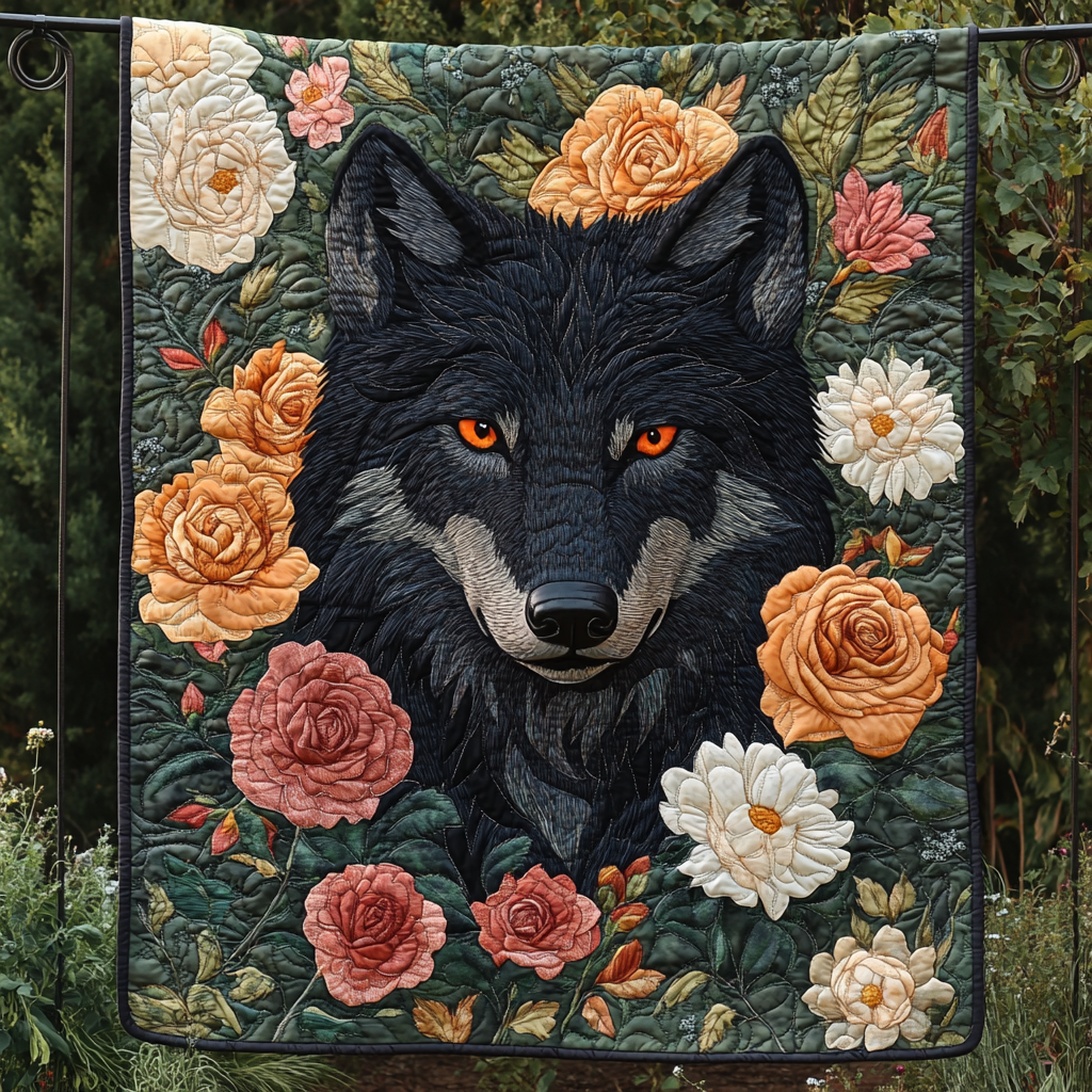 Mystic Guardian Quilted Blanket Unique Wolf Blanket Presents For Wolf Lovers