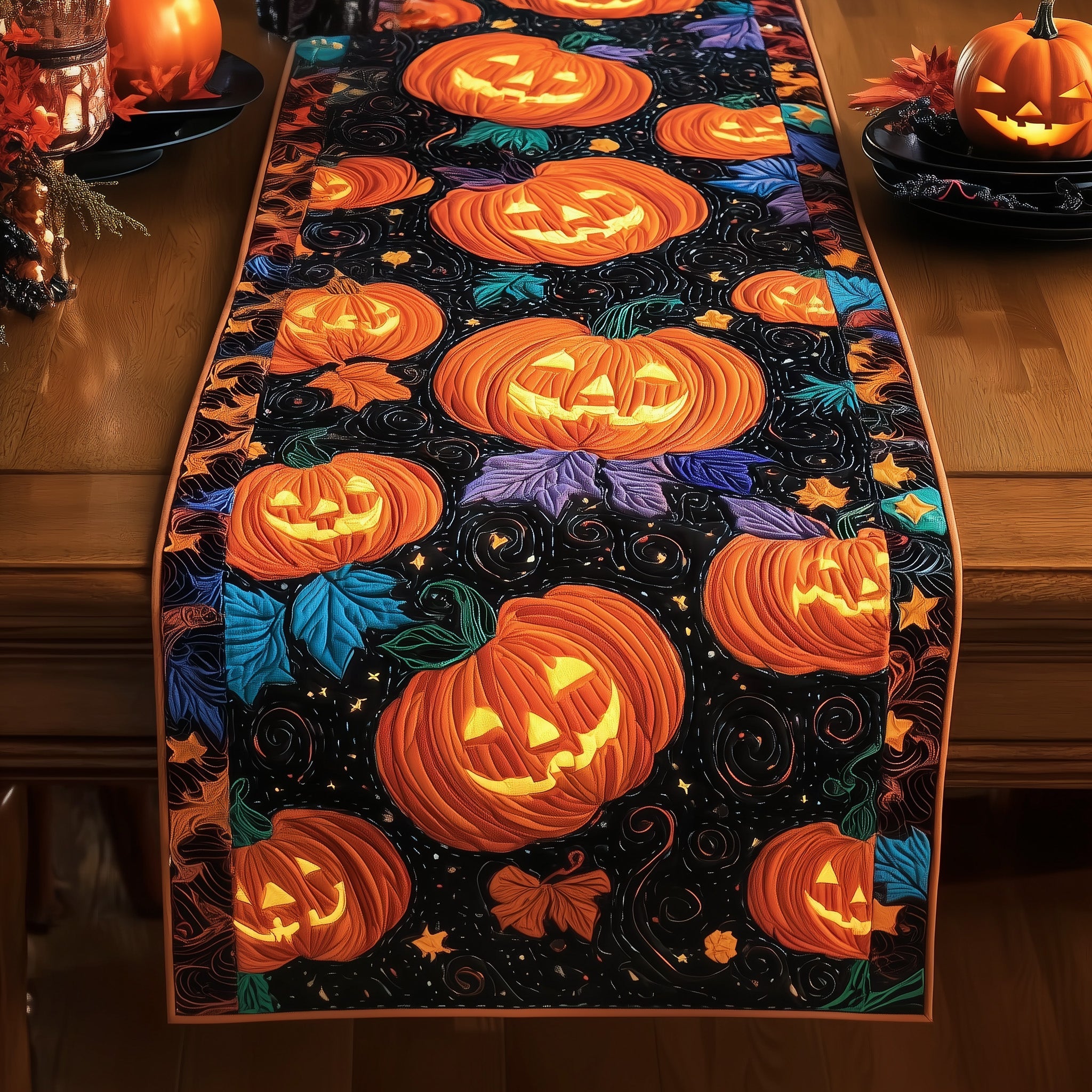 Mystic Halloween Quilted Table Runner Christmas Table Runner for Family Meals
