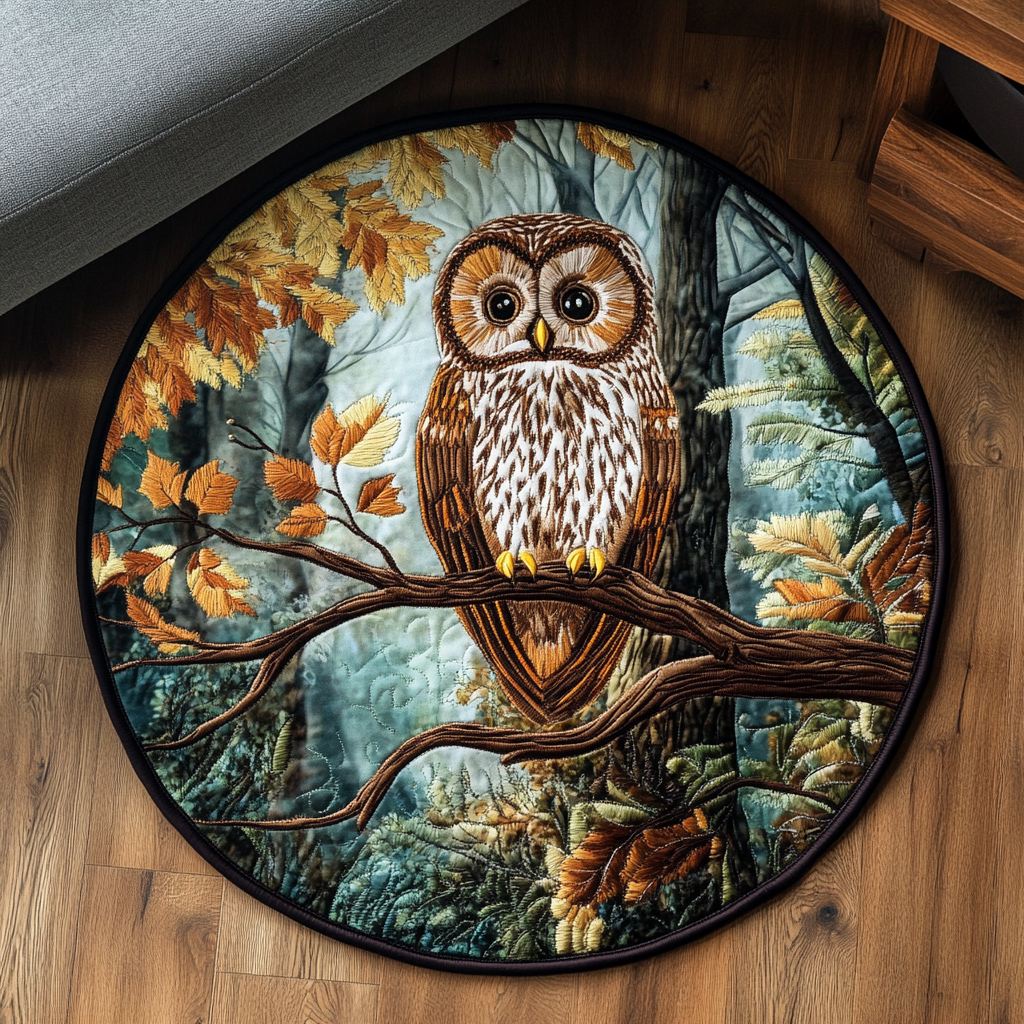 Mystic Hoot Quilted Round Mat Home Entrance Decor Ideas Owl Christmas Gifts