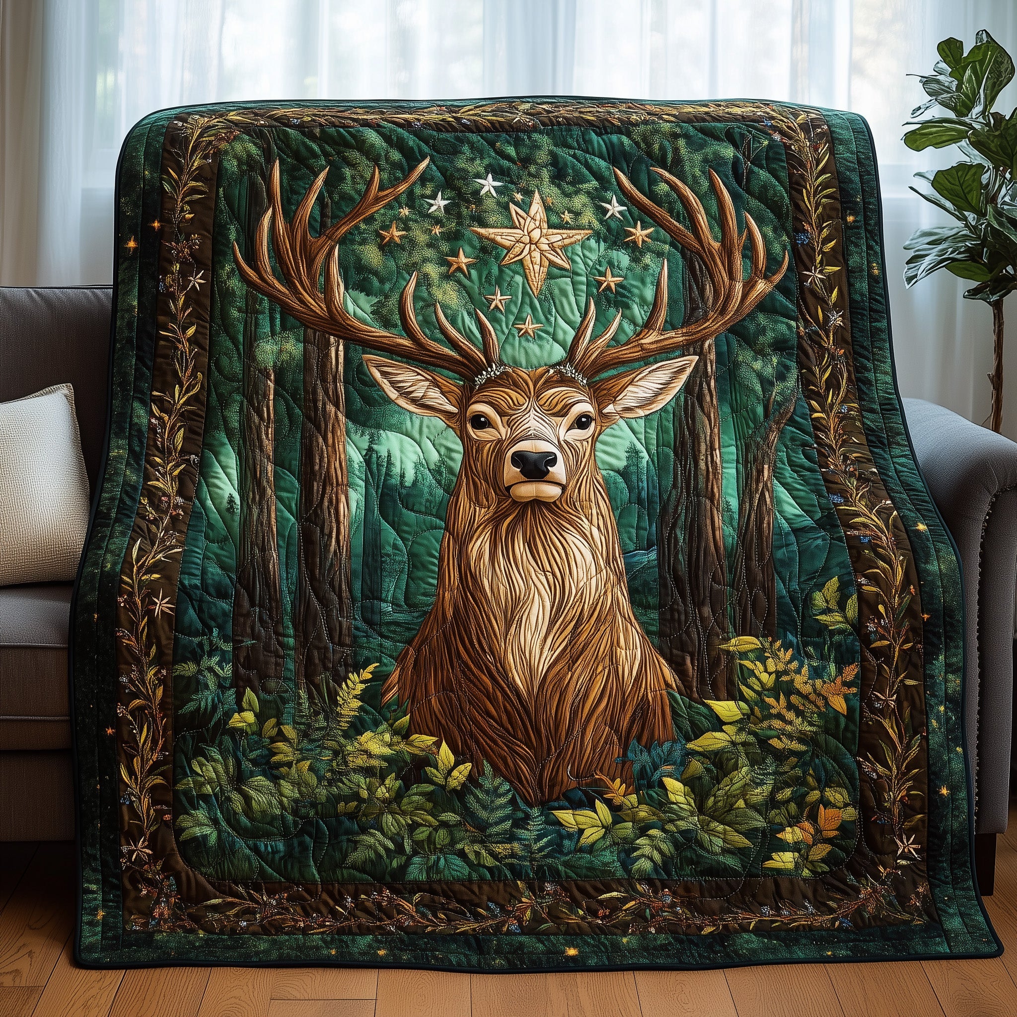 Mystic Horned Spirit Quilted Blanket Cute Cozy BlanketGraduation Gift Ideas For Her