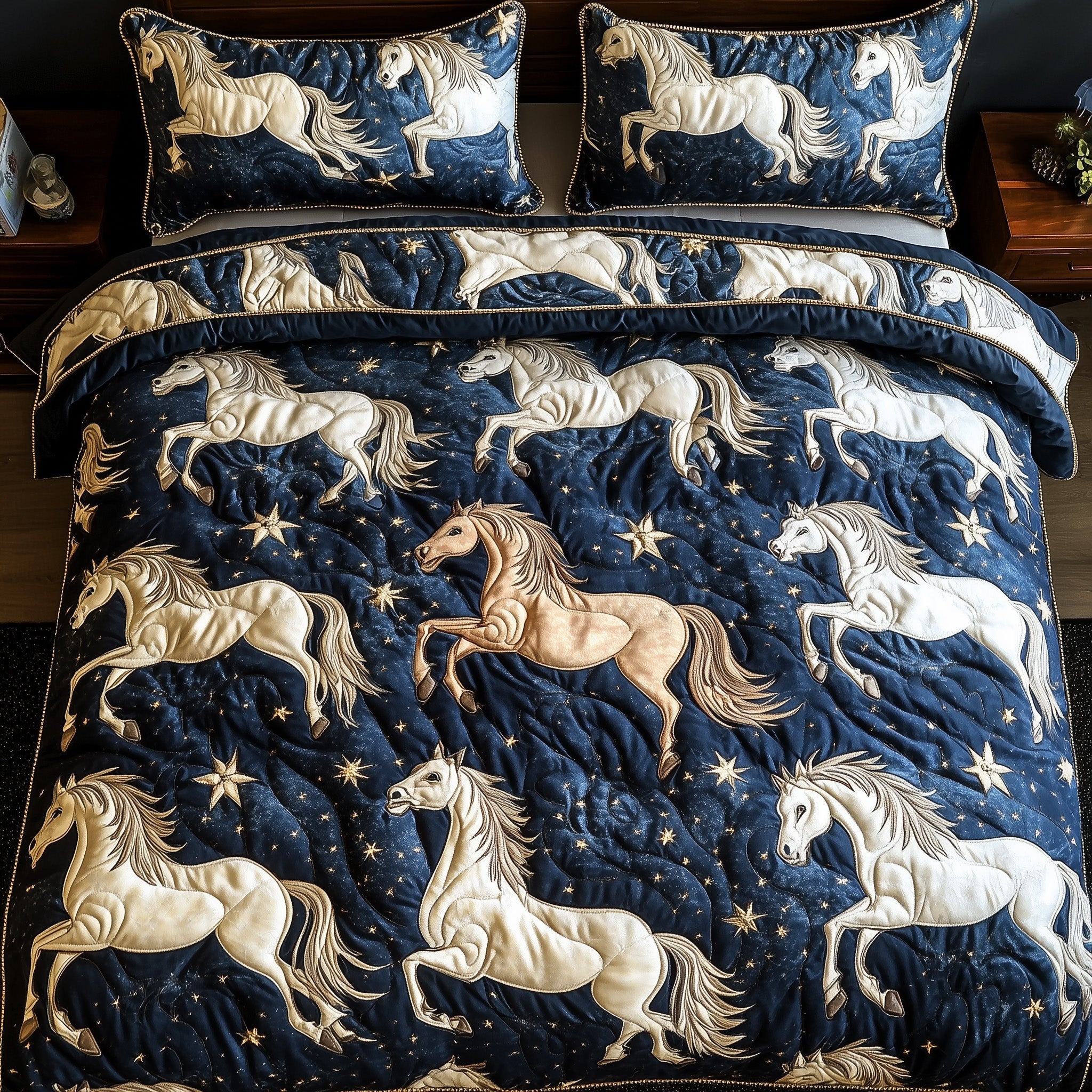 Mystic Horse Dream Quilted Bedding Set Duvet Cover Bed Sheet Birthday Presents For Horse Lovers