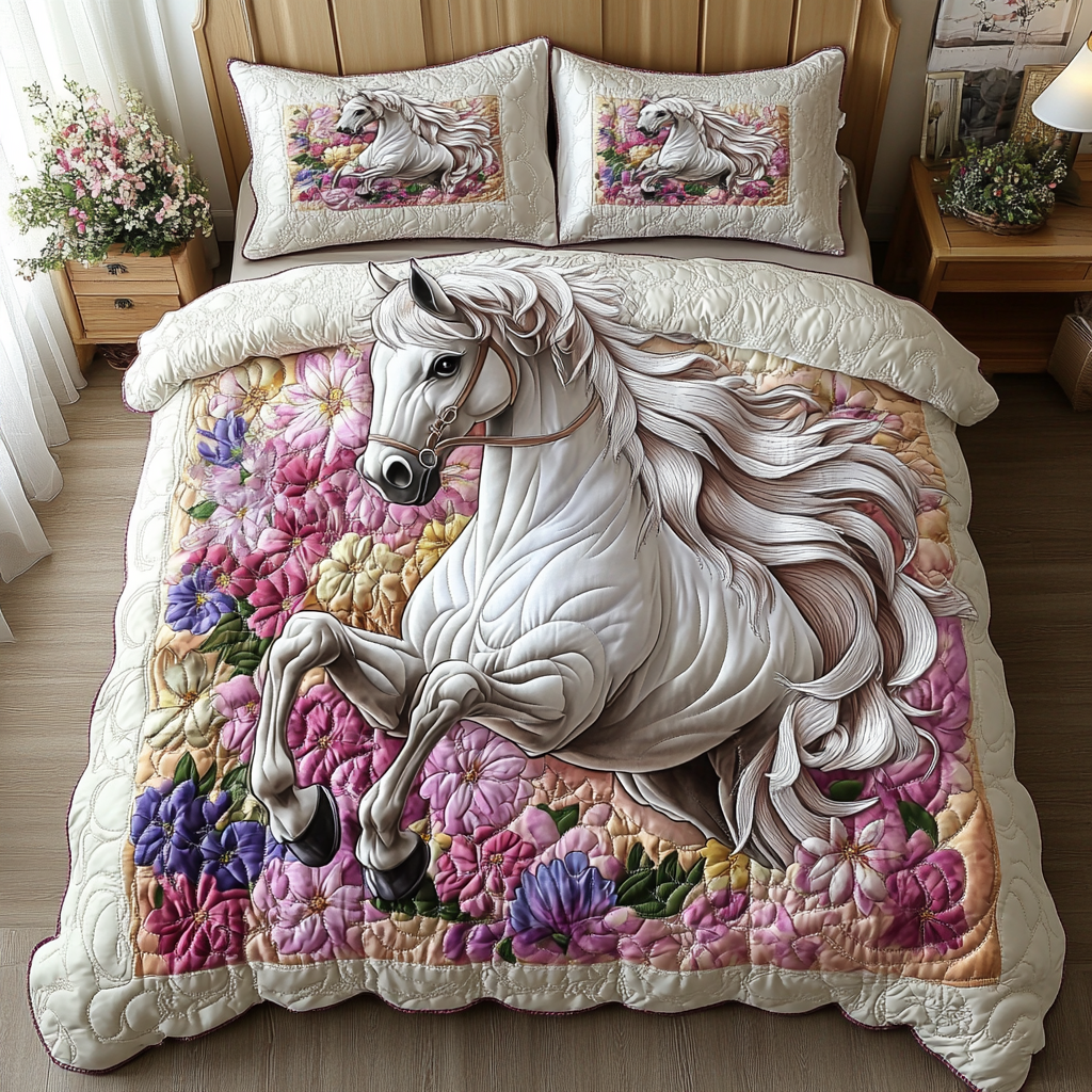 Mystic Horse Quilted Bedding Set Best Bed Sheet Set Horse Themed Gifts For Adults