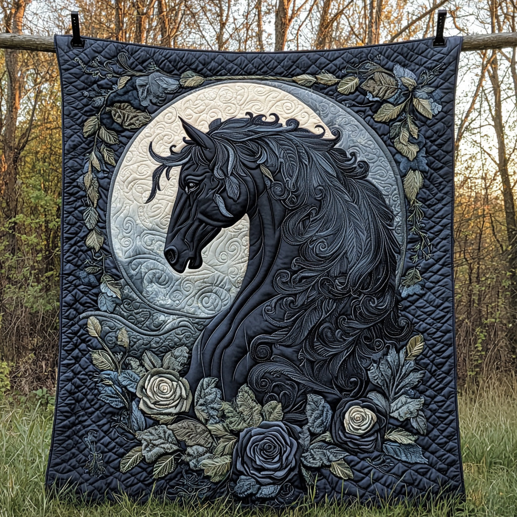 Mystic Horse Quilted Blanket Winter Decor Blanket Presents For Christian Friends